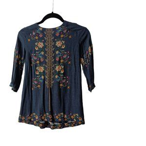 Zara girls soft collection girl cute blue flowers texture shirt 💙